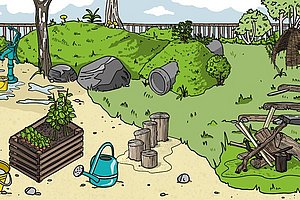 Illustration von einem Kita-Garten
